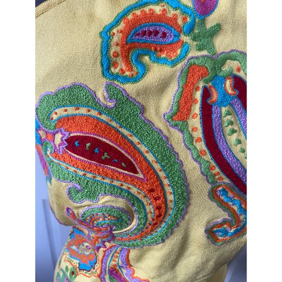 Ralph Lauren Black Label Yellow Silk Blend Paisley Halter Top • Size L - Picture 2 of 8